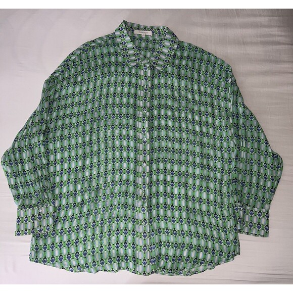 Favorite Daughter The Friday Shirt Retro Mosaic Print Button Front Blouse XL - Picture 2 of 8